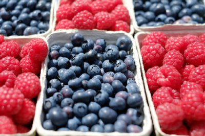 Heidelbeeren und Himbeeren